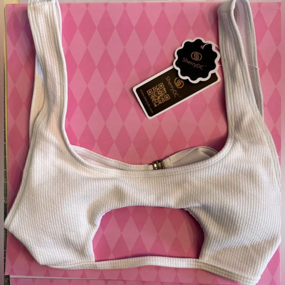 Sherry DC White Ribbed Bikini Set NWT